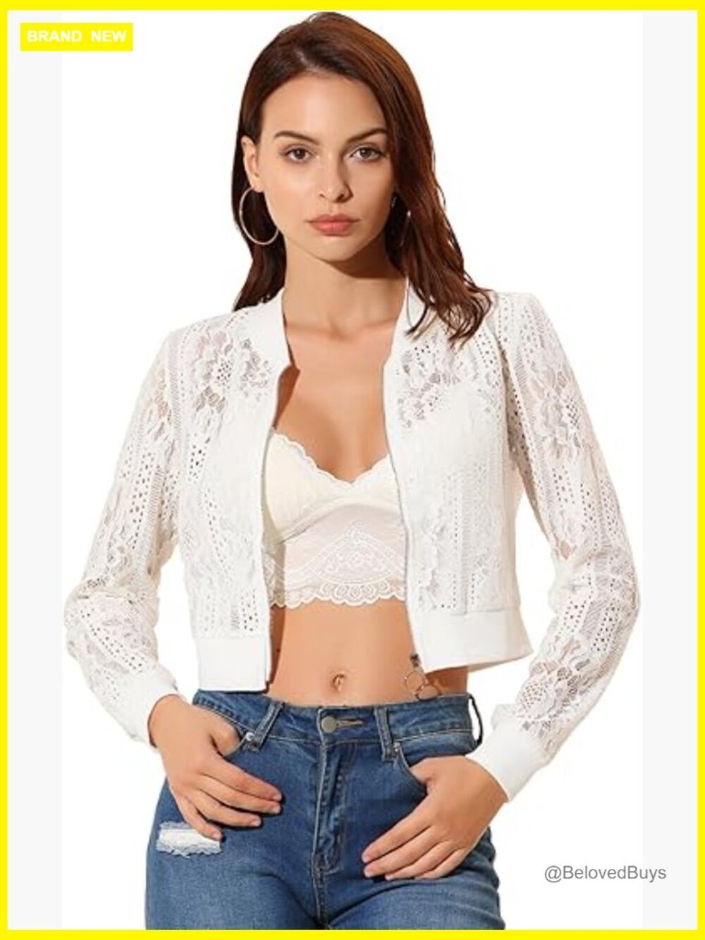 Crop Jacket Stand Collar Zip Up Sheer Lace Lightweight Baseball Jacket